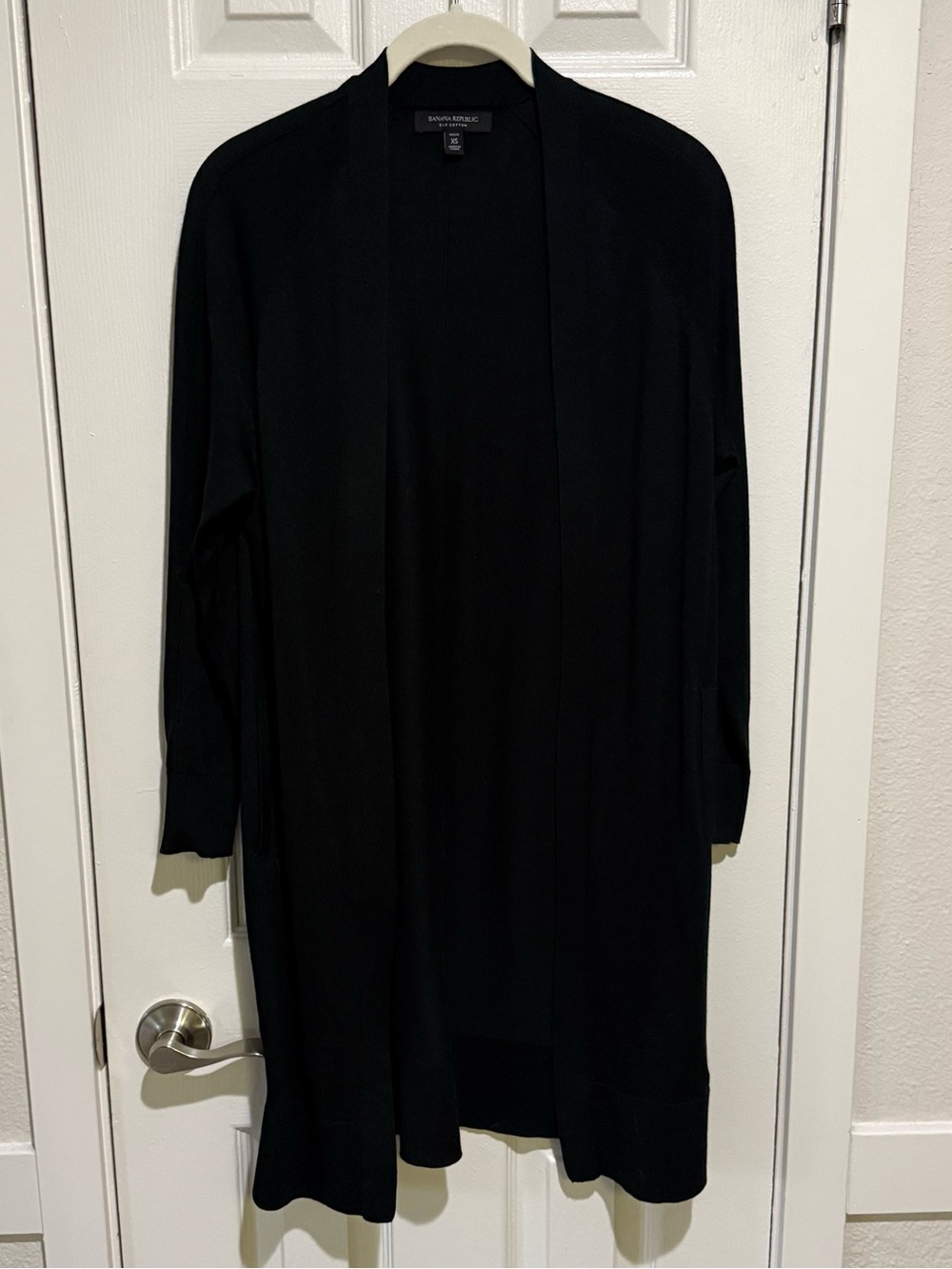 Banana Republic Silk Cotton Long Cardigan Black